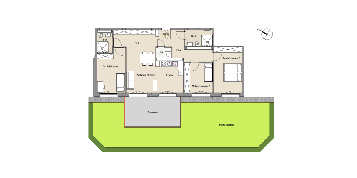 Etagenwohnung Leverkusen Manfort - 4 Zimmer, 104 m&sup2;, 1.495&euro; | Angebot:26796694